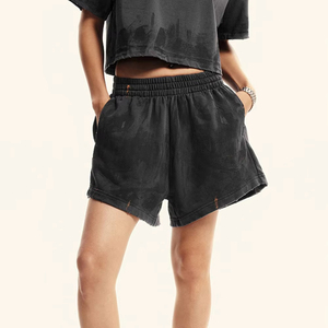 Custom <b>Women's</b> <b>Shorts</b> Premium <b>Shorts</b> Fleece Regular Fit Heavy Weight Washed <b>Shorts</b> Cotton Terry Faded Acid Wash <b>Bermuda</b> Pants - Product Image 4