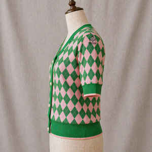 HMR Alpha |   Kapa |   Broderie Alpha Soror, vêtements en tricot personnalisés, rose vert, cardigan en tricot brodé pour femmes, vêtements de sororité - Product Image 2