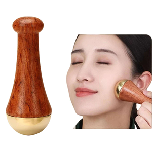 Natural Crafts kansa <b>wands</b> Face and body <b>massage</b> double sided with wooden handle Acacia wood - Product Image 6