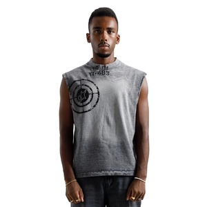 Vintage Acid Wash Sleeveless T Shirt Custom Screen Print Cropped Washed Summer Tank Tops Breathable Lightweight <b>No</b> Sleeve Jersey - Product Image 1