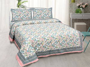 Drap plat en coton imprimé de Jaipur, 200 fils, toutes saisons, écologique, durable, lavable, respirant, doux pour la peau, taille complète - Product Image 1