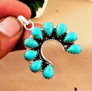 Pendentif en turquoise Kingman, pendentif en argent sterling 925, collier de bijoux bohème pour femmes, cadeau de bijoux fait main pour elle - Product Image 1