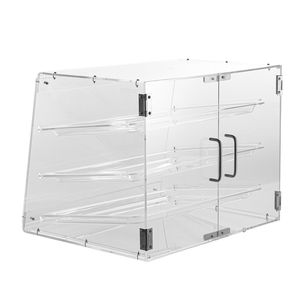 Vetrina commerciale in acrilico a 3 livelli per pasticceria da forno per vetrina con accesso alla porta posteriore ripiani rimovibili per ciambelle fresche - Product Image 1