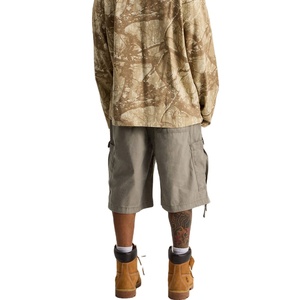 Nouveaux shorts cargo baggy surdimensionnés pour hommes, 100% nylon, toile unie, séchage rapide, taille élastique, coupe ample, streetwear décontracté - Product Image 3