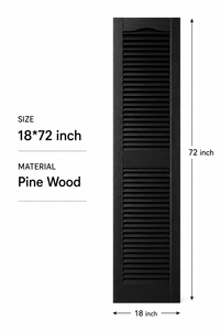 Volets persiennes en bois de pin massif sur mesure, avec rail supérieur arqué noir, pour fenêtres, style ferme moderne, décoration extérieure écologique pour la maison - Product Image 2