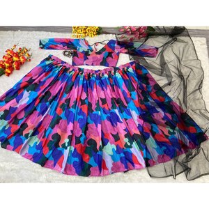 Magnifique Lehenga Choli à imprimé floral pour les occasions spéciales, taille 2XL - Product Image 3