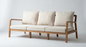 Modern Outdoor Garden <b>Sofa</b> Set With <b>Wood</b> <b>Frame</b> And High-Density Foam Cushions Durable Design For Patio Use - Product Image 2
