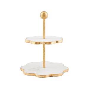 Two Tier <b>Marble</b> <b>Cake</b> <b>Stand</b> with Gold Trim Flower Shape for Desserts Floral <b>Marble</b> Tower - Product Image 1
