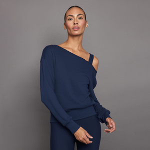 Women Stylish <b>Off</b> <b>Shoulder</b> Sweat Shirt Cozy <b>Long</b> <b>Sleeve</b> Pullover Cotton Blend Casual Loose Winter Fashion <b>Top</b> Private Label - Product Image 4