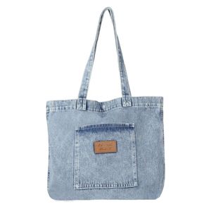 Sac fourre-tout en jean de qualité export, prix d'usine, en tissu de coton, grand sac à bandoulière pour femme, idéal pour le shopping et les voyages, sac fourre-tout en denim bleu clair - Product Image 4