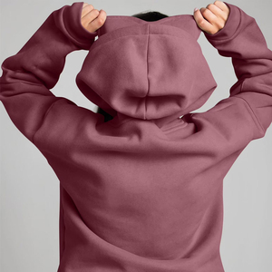 Sweat-shirt surdimensionné pour femme, couleur bordeaux, avec masque pour les yeux intégré et poche kangourou - Product Image 2