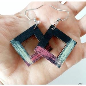 Boucles d'oreilles pendantes en bois de forme carrée, qualité export, légères et élégantes, bijoux pour cadeau d'anniversaire à prix réduit - Product Image 2