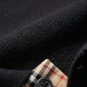 Chemise noire à manches courtes en tissu éponge pour homme, motif imprimé, tricotée, formelle, anti-plis, respirante - Product Image 6