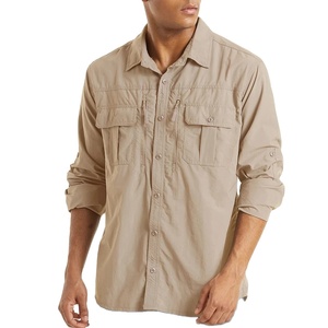 Chest Zipper Pockets Cargo <b>Shirt</b> Men's Quick Drying Skin Protective Long Sleeve Work <b>Shirt</b> Male Tops Outdoor - Product Image 1