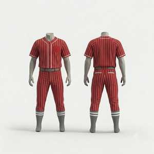Ensemble uniforme de baseball pour hommes, blanc, en polyester, maillot à manches courtes, pantalon avec ceinture, coupe régulière, couleur unie, respirant, toutes saisons - Product Image 2
