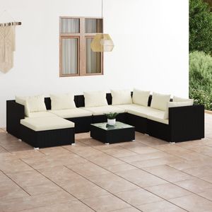 Set Lounge da Giardino in Rattan Nero Crema, 6 Posti, Arredamento da Esterno dal Design Contemporaneo - Product Image 1