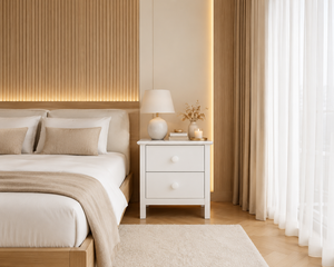 Modern White Solid New Zealand Pine Nightstand with 2 Drawers Scandinavian Bedroom Furniture <b>Storage</b> <b>Side</b> <b>Table</b> - Product Image 3