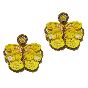 Pendientes Artesanales Ligeros con Bordado de Cuentas de Colores Naturales Blancos y Flecos de Cuentas - Artesanía de India Etsy - Product Image 4