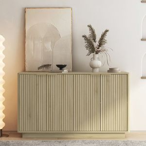 Credenza Moderna in Legno con Ripiani Regolabili, Grande Buffet e Consolle con Finitura Scanalata - Product Image 1