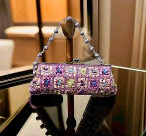 Designer Party Clutch Bag with Double Side Crystal Oval Embroidery jewelry bag & Pearl <b>Tassels</b> Classy Fashion Accessories for - Product Image 1
