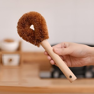 Bamboo Dish <b>Brushes</b> Natural Kitchen <b>Brush</b> Pans Pots Washing Sustainable Coconut Fiber Natural Coir Sponge Set - Product Image 2