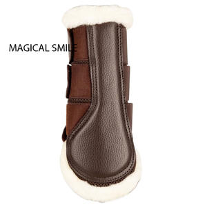 Bottes de brossage pour chevaux de haute qualité, guêtres très souples offrant une protection optimale et bottes de brossage en maille respirante marron - Product Image 6