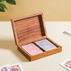 Boîte à cartes en bois avec incrustation de pique en laiton, rectangulaire, décoration intérieure, pour table, durable, style rustique, accessoire de salon - Product Image 5