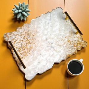 Plateau en résine époxy écologique modelé à la main, design océan, poignées, design classique, passe au lave-vaisselle, compartiment unique pour la maison - Product Image 2