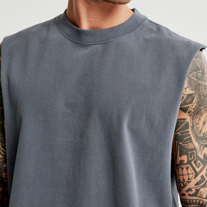 Custom <b>Men</b> Gym Muscle Clothing Sleeveless <b>Cropped</b> Tee Man Heavyweight Sleeveless T-shirt - Product Image 5
