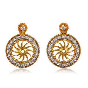 Pendientes de Diamantes Thunder Elle con Diseño de Rayo, Chapados en Oro de 22k, Corte Brillante Redondo, Unisex, para Uso Diario - Product Image 1