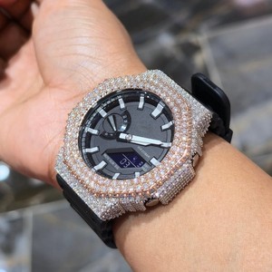 Reloj Digital con Incrustaciones de Diamantes, Movimiento de Cuarzo, Resistente al Agua 20 Bar, Reloj de Pulsera Unisex con Bisel de Rodio para Ropa Urbana - Product Image 2