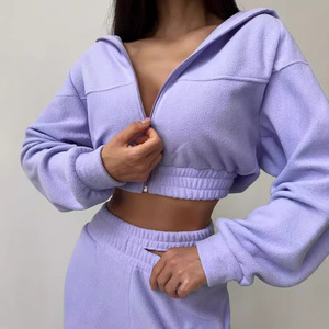 Conjunto Casual de Dos Piezas para Mujer, Sudadera de Forro Polar con Cierre y Manga Larga, Pantalones a la Cintura - Product Image 6