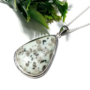 Colgante de Piedra Preciosa de Jaspe Kiwi Natural, Chapado en Plata de Ley 925, Estilo Bohemio, Forma de Pera, Joyería para Mujer/Unisex, Regalo de Compromiso - Product Image 3
