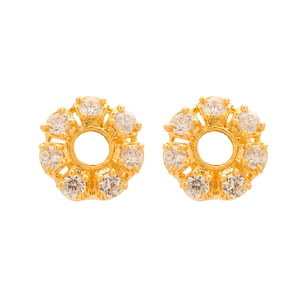 Pendientes de Plata de Ley 925 con Baño de Oro de 18K, Circonita Cúbica Redonda con Engaste de Puntas, para Mujeres y Niñas - Product Image 4