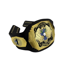 Ceinture de championnat personnalisable avec ailes dorées et texte personnalisé, ceinture de titre en cuir de qualité supérieure pour événements sportifs - Product Image 4
