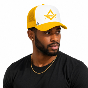 Gorra Ajustable de Malla Blanca y Amarilla para Ropa Masónica Griega, Hermandad, Fraternidad, Sororidad - Product Image 4