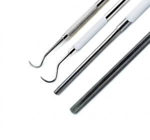 Kit d'outils d'examen dentaire en acier inoxydable de qualité supérieure, certifié CE Classe I, avec poignée moletée, argenté, lot de 4 pièces - Product Image 5