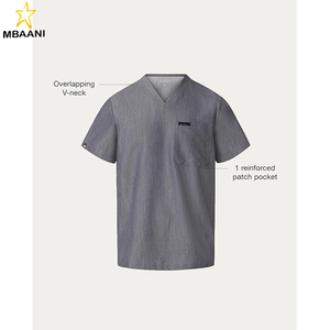 Men's V-Neck 1-Pocket <b>Scrub</b> <b>Top</b> – Soft Ultra LAST Fabric, Stretch, Wrinkle & Fade Resistant - Product Image 3