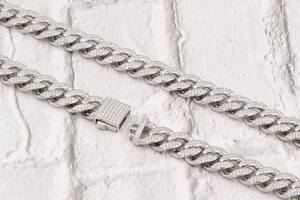 Collar de Cadena Cubana de Plata 925 con Baño de Oro Rosa y Diamantes de Moissanita, Joyería Hip Hop para Fiestas, Regalo para Amigos - Product Image 2