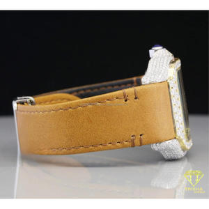 Reloj de Hombre Hip Hop con Diamantes Moissanite VVS Personalizados al por Mayor, Caja Chapada en Oro de 925 Plata, Números Romanos, Correa de Cuero - Product Image 2