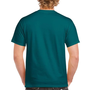 Camiseta de Terciopelo Verde Azulado con Cuello Redondo para Hombre, Manga Corta, Color Sólido, Estilo Casual, Tela Suave de Alta Densidad - Product Image 2