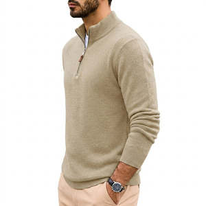 Contemporary Look <b>Men's</b> Sweatshirt High Quality Basic Cotton Blended Outdoor Lightweight Full Sleeve Quarter Zip Up Sweatshirt - Product Image 6