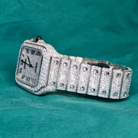 Montre de luxe exclusive en acier inoxydable antique pour homme, sertie de moissanite taille brillant, clarté VVS, style Hip Hop, mouvement à quartz