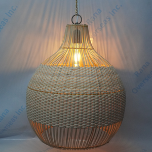 Lustre tissé à la main en rotin, canne, jonc de mer et jute, lampe suspendue en osier, fabrication artisanale - Product Image 2
