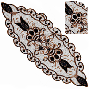 Chemin de table bohème fait main avec des perles et des feuilles florales pour mariage, Noël, banquet, dîner, décoration de la maison - Product Image 3