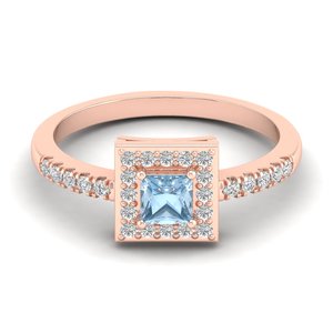 แหวนหมั้นเพชรทองคำแท้ 14K แบบปรับแต่งได้ของ REYES สำหรับผู้หญิง ทรงเจ้าหญิง ประดับพลอยอะความารีน 0.31 กะรัต เครื่องประดับชั้นดี - Product Image 1