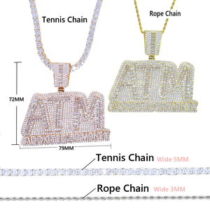 Pendentif Lettre Iced Out en Moissanite, Collier Diamant en Argent 925, Chaîne Maille Cubaine, Bijoux Hip Hop pour Hommes et Femmes, Cadeau - Product Image 4