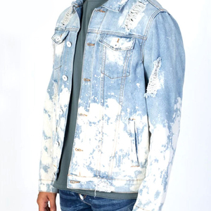 Chaqueta de Mezclilla para Hombre, Estilo Urbano Azul Claro, Última Moda, Nueva Llegada, Color Personalizado, Algodón y Poliéster, Venta al Por Mayor - Product Image 6
