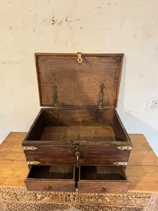 Paradise Handicrafts Contemporary Solid Teak <b>Storage</b> <b>Chest</b> with 3 Brass Drawers for Bedroom & Living Room - Product Image 5