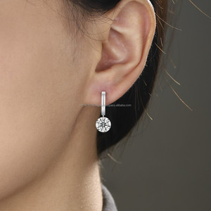 Luxury 925 Sterling <b>Silver</b> Drop <b>Earrings</b> GRA Certified Cut Lab Grown Diamond Rose Gold Plated <b>Hoop</b> Vintage Anniversary Gift - Product Image 4